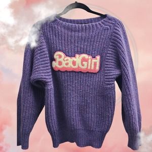 Hysteric Glamour "Bad Girl" Barbie font purple wool sweater Japan